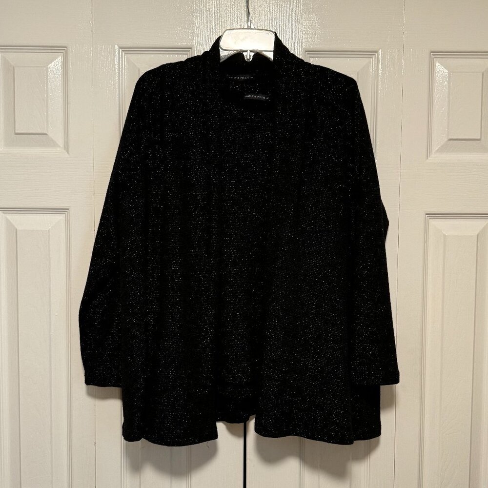 Nally & Millie Black Metallic Swing Tank Cardigan Set - Size Large/XLarge